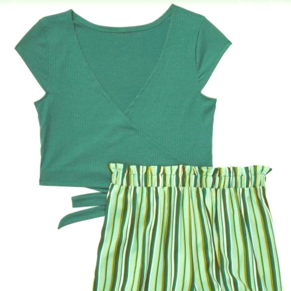 Chic Wrap Top and High Waisted Shorts Lounge Set - Picture 1 of 5
